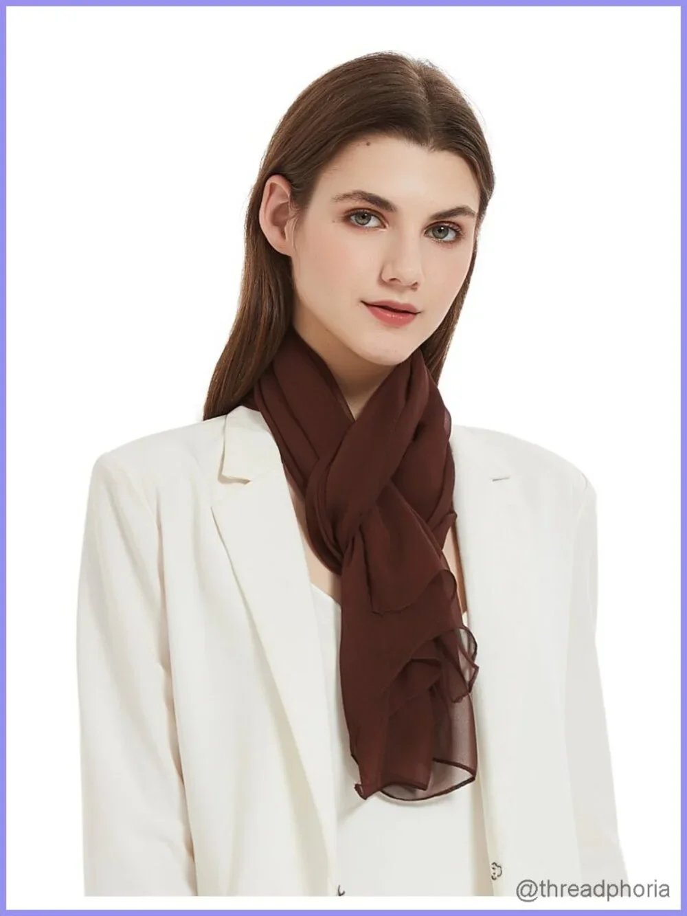 Long Chiffon Sheer Scarf Silk Polyester Lightweight Women's Fashion Accessory
